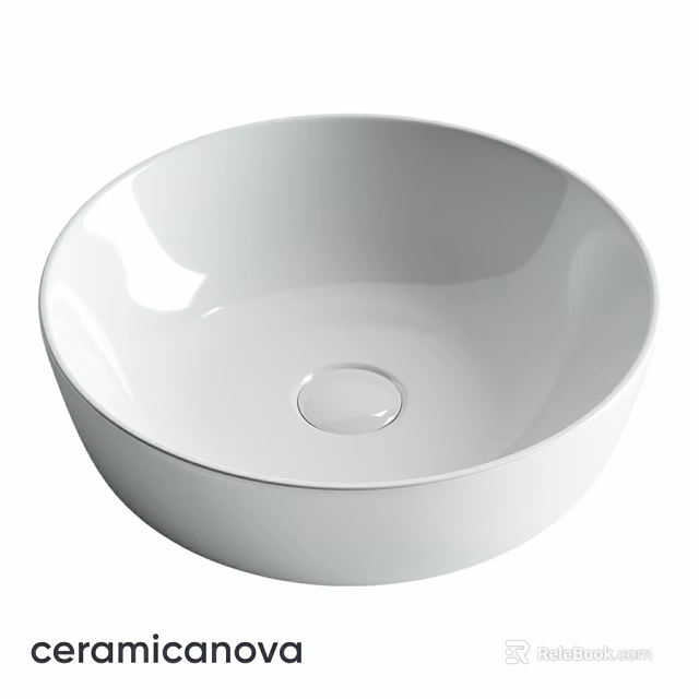 White Round Ceramic Wash Basin With Smooth Surface Above Counter Design 3d model 