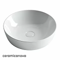 White Round Ceramic Wash Basin With Smooth Surface Above Counter Design
