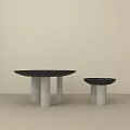 Modern Side Tables With Black Tabletop And White Marble Base In Two Sizes 3d model