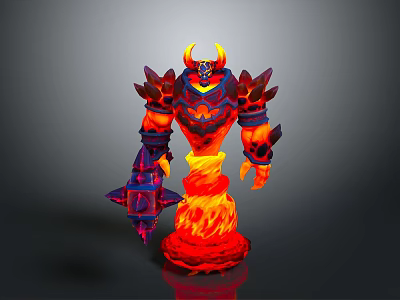Burning Demon Game Movie Character With Horns Armor And Flaming Body 3d model