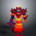 Burning Demon Game Movie Character With Horns Armor And Flaming Body