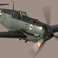 Vintage Green Fighter Plane With Spinning Propeller And Military Insignia In Flight 3d model