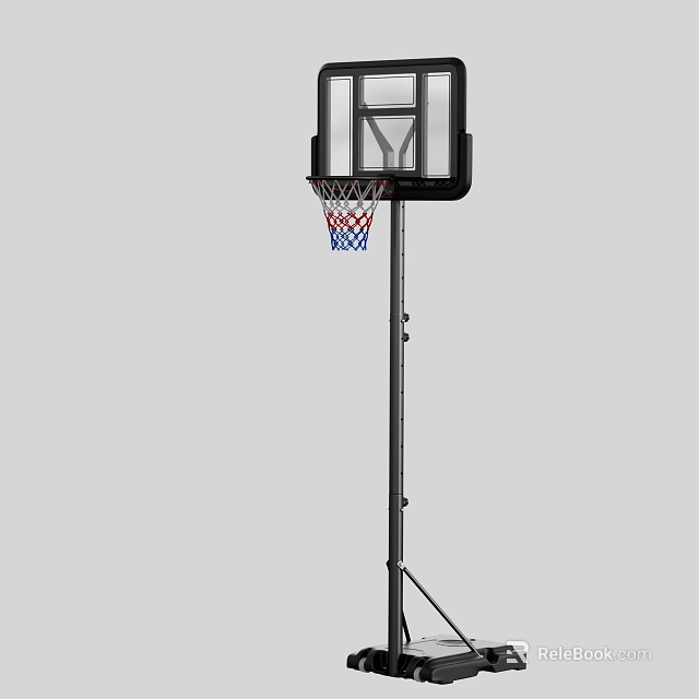 Adjustable Outdoor Basketball Hoop Stand With Durable Steel Frame And Nylon Net 3d model 