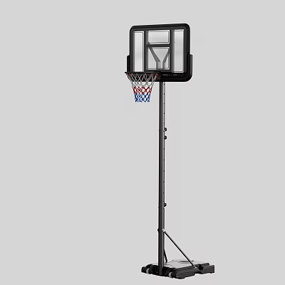 Adjustable Outdoor Basketball Hoop Stand With Durable Steel Frame And Nylon Net 3d model