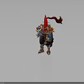 Heroic Warrior Character In Ornate Armor With Red Cape And Magical Creature Elements 3d model