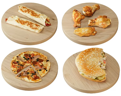 Modern Food Western Fast Food Burger Chicken Roll Pizza 3d model