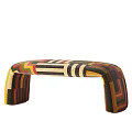 Colorful Striped Fabric Upholstered Bed Bench With Modern Geometric Pattern Design