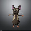 Cartoon Mouse Character With Pink Ears Green Eyes Light Yellow Vest And Open Arms