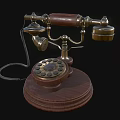 Vintage Telephone With Wooden Base Rotary Dial Metal Components And Coiled Cord