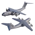 A400M Military Transport Aircraft With Four Propellers Gray Fuselage And Dual Views
