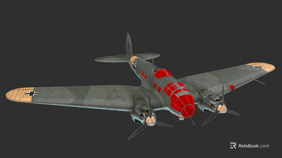 Gray Fighter Jet With Red Nose Twin Engines And Marked Wings 3d model 