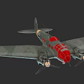 Gray Fighter Jet With Red Nose Twin Engines And Marked Wings