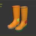 Yellow Rain Boots With Tall Shaft Design And Non Slip Rubber Soles For Outdoor
