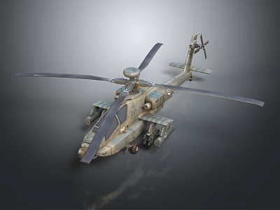 Advanced Attack Military Helicopter With Main Rotors Tail Rotor Weapon Systems And Sensor Gear 3d model