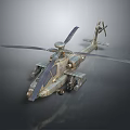 Advanced Attack Military Helicopter With Main Rotors Tail Rotor Weapon Systems And Sensor Gear