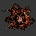 Monstrous Creature With Fiery Lava Texture Spiked Tentacles And Dark Red Form