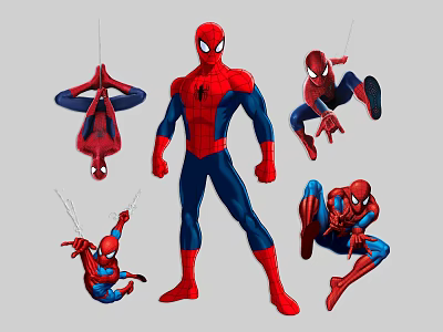 Spider Man Game And Movie Character With Various Action Poses And Dynamic Stances 3d model