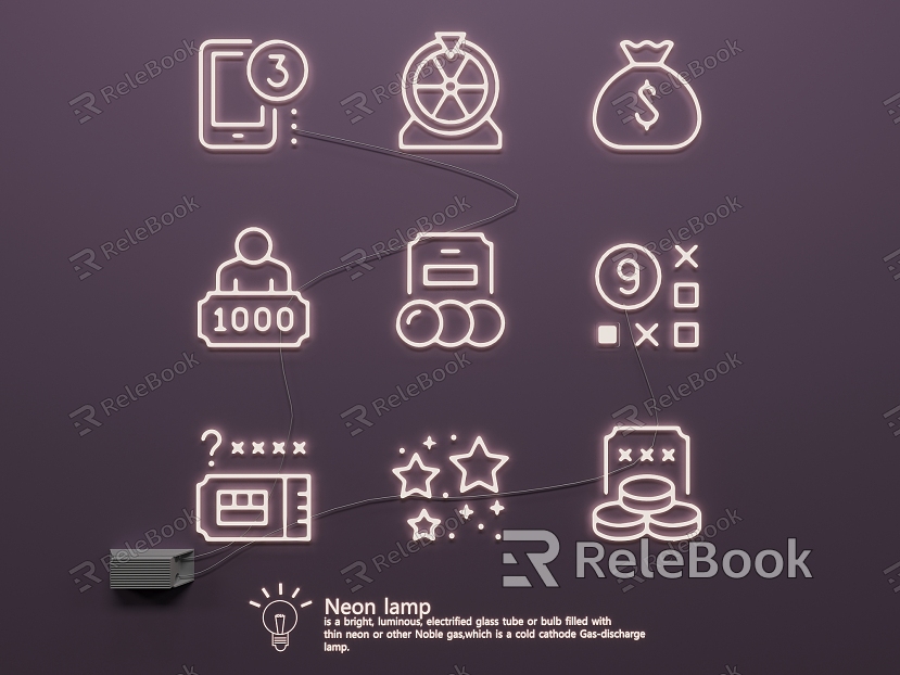 Neon glow word icon pattern model