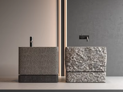 Modern Bathroom Sinks Design With Textured Surfaces And Sleek Modern Faucets 3d model