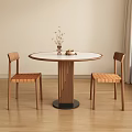 Middle-style round dining table and chair 3d model