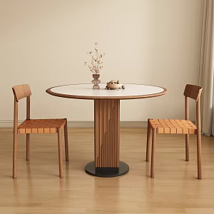 Middle-style round dining table and chair 3d model