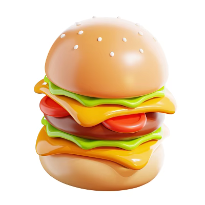Delicious Layered Burger With Fresh Lettuce Melted Cheese Juicy Tomato And Beef Patty 3d model