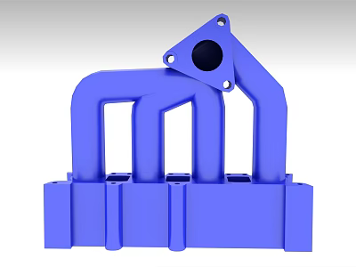 Blue Automotive Mechanical Bracket With Mounting Base And Hole Design 3d model