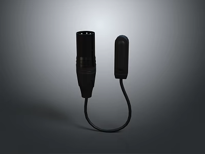 Black Electronic Connector Device With Cylindrical Plug And Cable Component 3d model