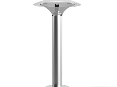 Modern Stainless Steel Outdoor Light With Cylindrical Pole And Round Shade 3d model