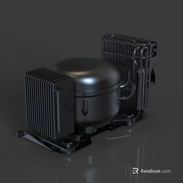 Refrigerator Freezer Compressor Unit Black Metal Industrial Cooling System Components Design 3d model 