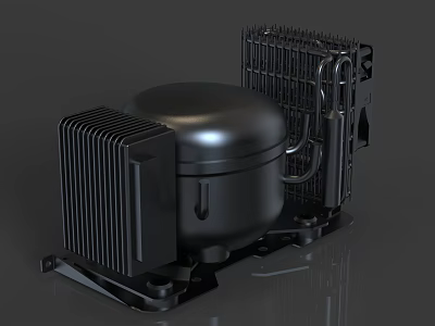 Refrigerator Freezer Compressor Unit Black Metal Industrial Cooling System Components Design 3d model