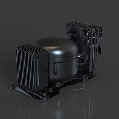 Refrigerator Freezer Compressor Unit Black Metal Industrial Cooling System Components Design 3d model