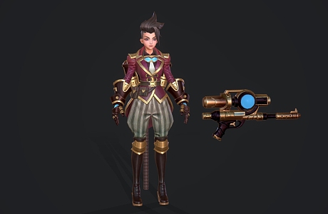 Game Role female warrior 3d model