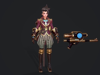 Game Role female warrior 3d model