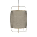 Modern Fabric Square Pendant Light With Neutral Shade And Metal Frame