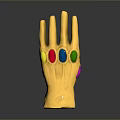 Medical Hand Rehabilitation Training Model With Golden Structure And Colored Therapy Gems