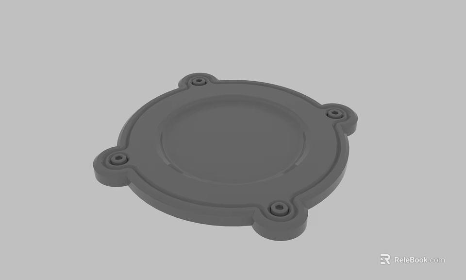 Gray Circular Component With Four Mounting Holes And Smooth Flat Surface 3d model 