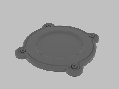 Gray Circular Component With Four Mounting Holes And Smooth Flat Surface 3d model