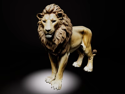 Realistic Reptile Statue Illuminated By Spotlight Standing On Black Background 3d model