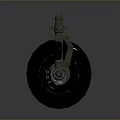 Green Mechanical Wheel Component With Metal Bracket And Black Rubber Tire