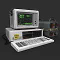 Vintage Electronic Control Equipment With KDR Console Green Screen And Keyboard