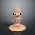 Cartoon Robot Game And Movie Character With Big Round Eyes Striped Arms And Smiling Face