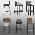 Modern Bar Stools With Various Designs Comfortable Seats And Metal Frames 3d model