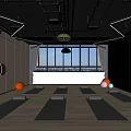 Spacious Yoga Studio Fitness Space With Yoga Mats Large Windows Mirrors And Lighting