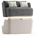 Light Beige Two Seater Sofa With Dark Blanket And Gray Sofa With Geometric Pattern Pillows 3d model