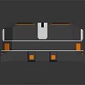 Modern Tech Component With Gray Main Body Top Orange Openings And Middle White Stripe