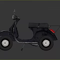 Vintage Black Scooter With Classic Design Side Mirrors And Leather Seat