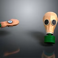 Weapon Gas Mask With Wooden Component Green Base And Protective Lenses