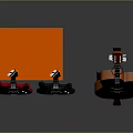 Musical Instruments Collection With Red Black Electric Guitars Yellow Acoustic Guitar And Orange Amplifier