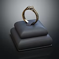 Elegant Gold Ring With Sparkling Gemstone Design On Black Display Stand 3d model